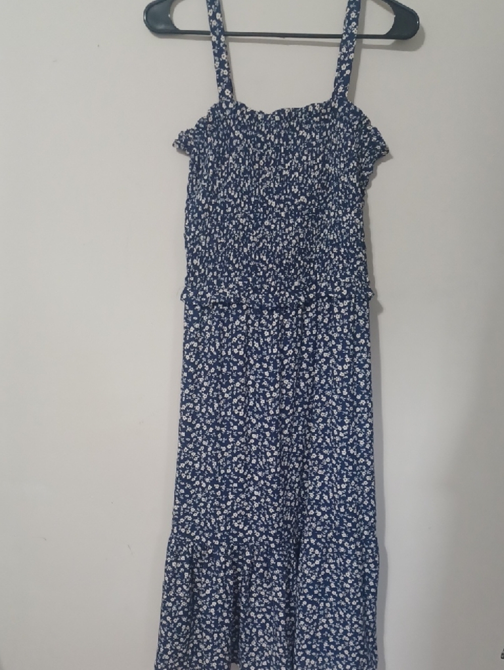 Sienna Sky Navy and White Floral Smocked Maxi Dress. NWT. Size S